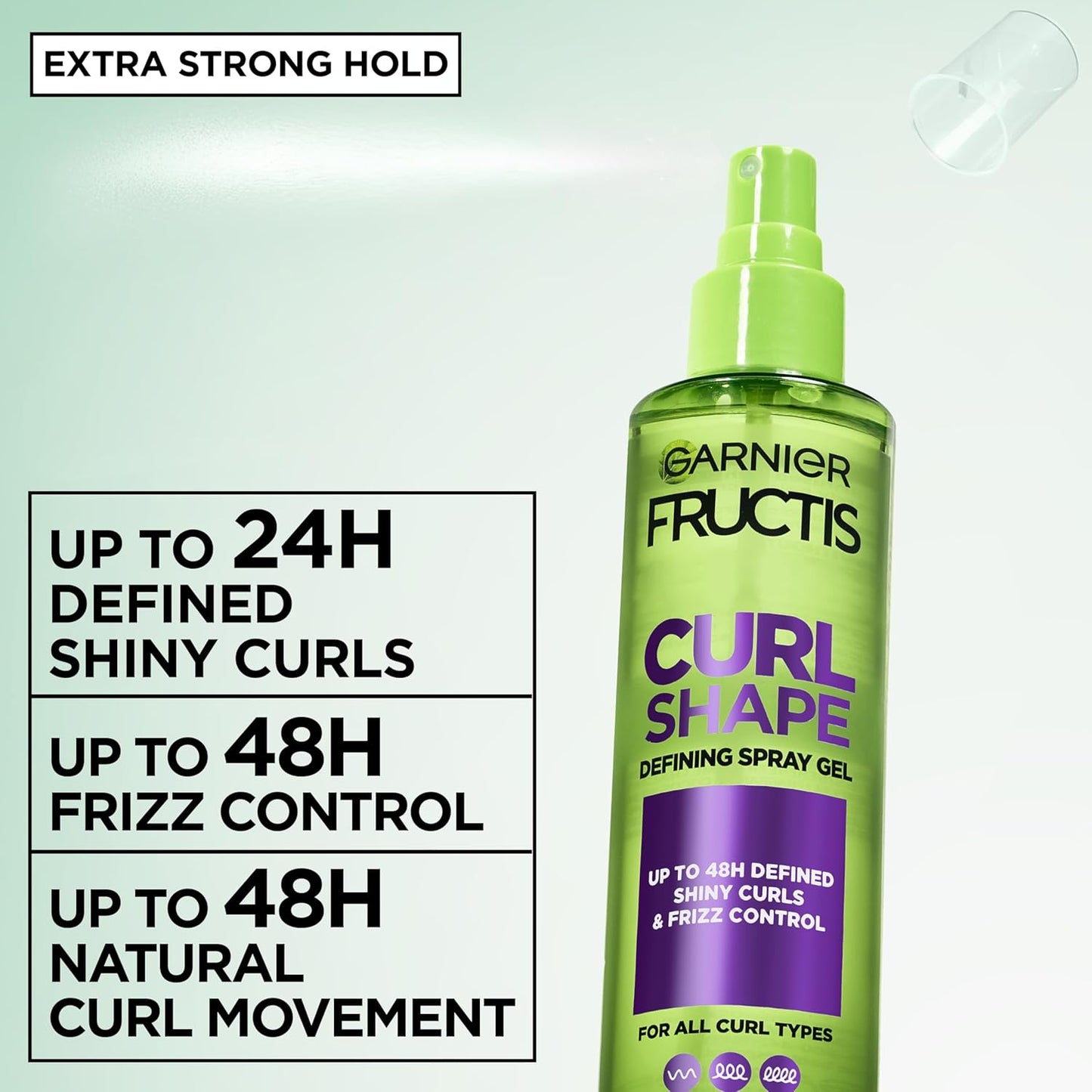 Garnier Fructis Curl Shape Defining Spray Gel - Strong Hold Frizz Control for Curly Hair | 8.5 fl oz, 3 Pack