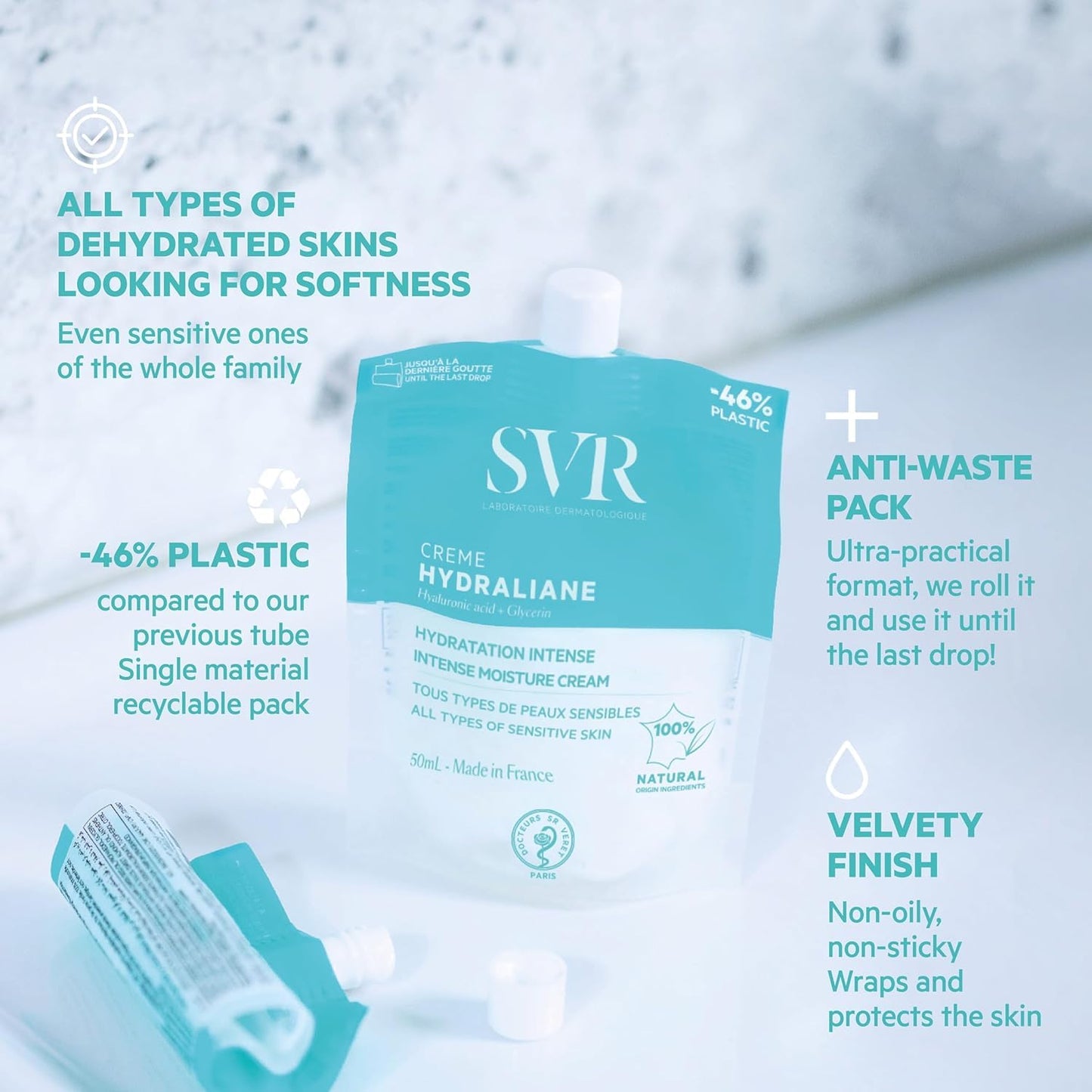 SVR - Hydraliane Hydrating Face Cream - Face Moisturizer for Normal to Dry, Sensitive Skin - All day Hydration - Dermatologically Tested, Hypoallergenic - Naturally-Derived Ingredients - 1.3 fl.oz