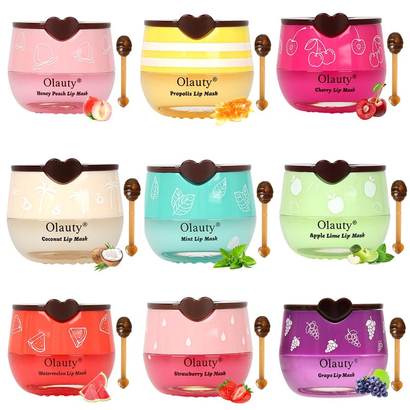9 PCS Bee Lip Balm Honey Pot, Propolis Fruits Lip Balm Bulk, Hydrating Sleeping Lip Mask Overnight Prevention Dry & Cracked, Smooth Lips & Reduce Lip Lines