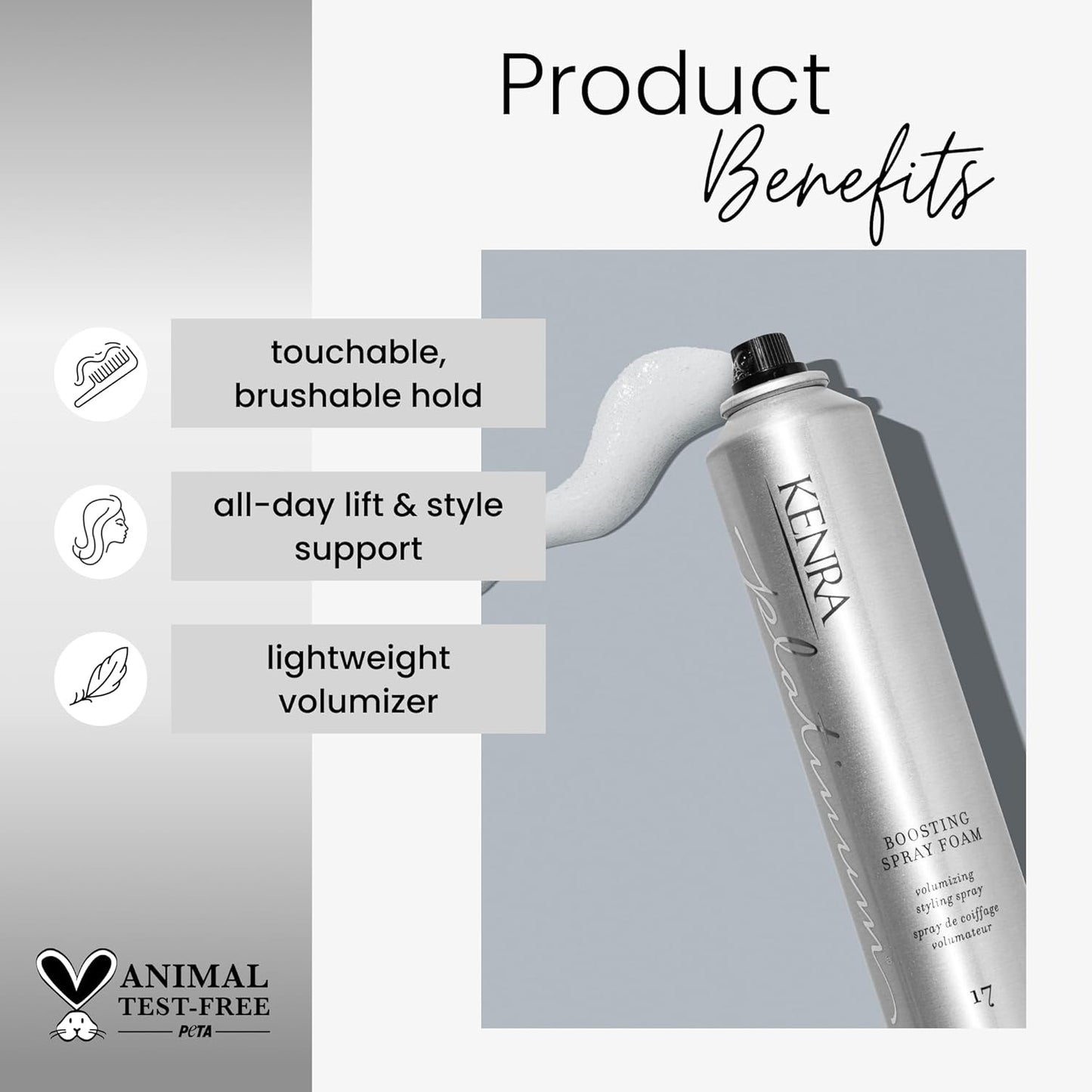 Kenra Platinum Volumizing Styling Spray Foam 17 - Lightweight Hold & Shine | 10 oz