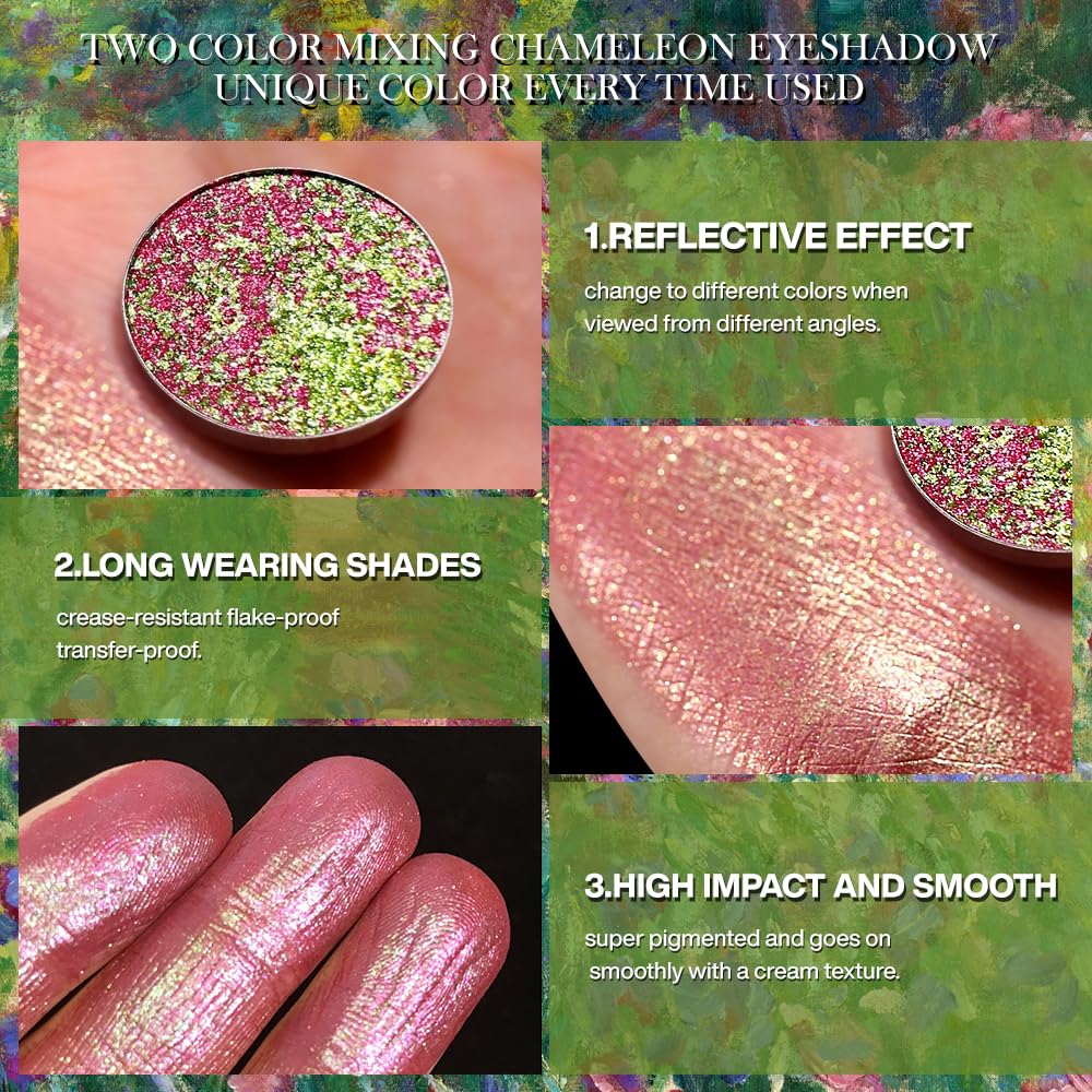 Multichrome Holographic Eyeshadow - Iridescent Dreamland Shimmer Glitter | Vibrant Chrome Finish, Easy to Wear, 09