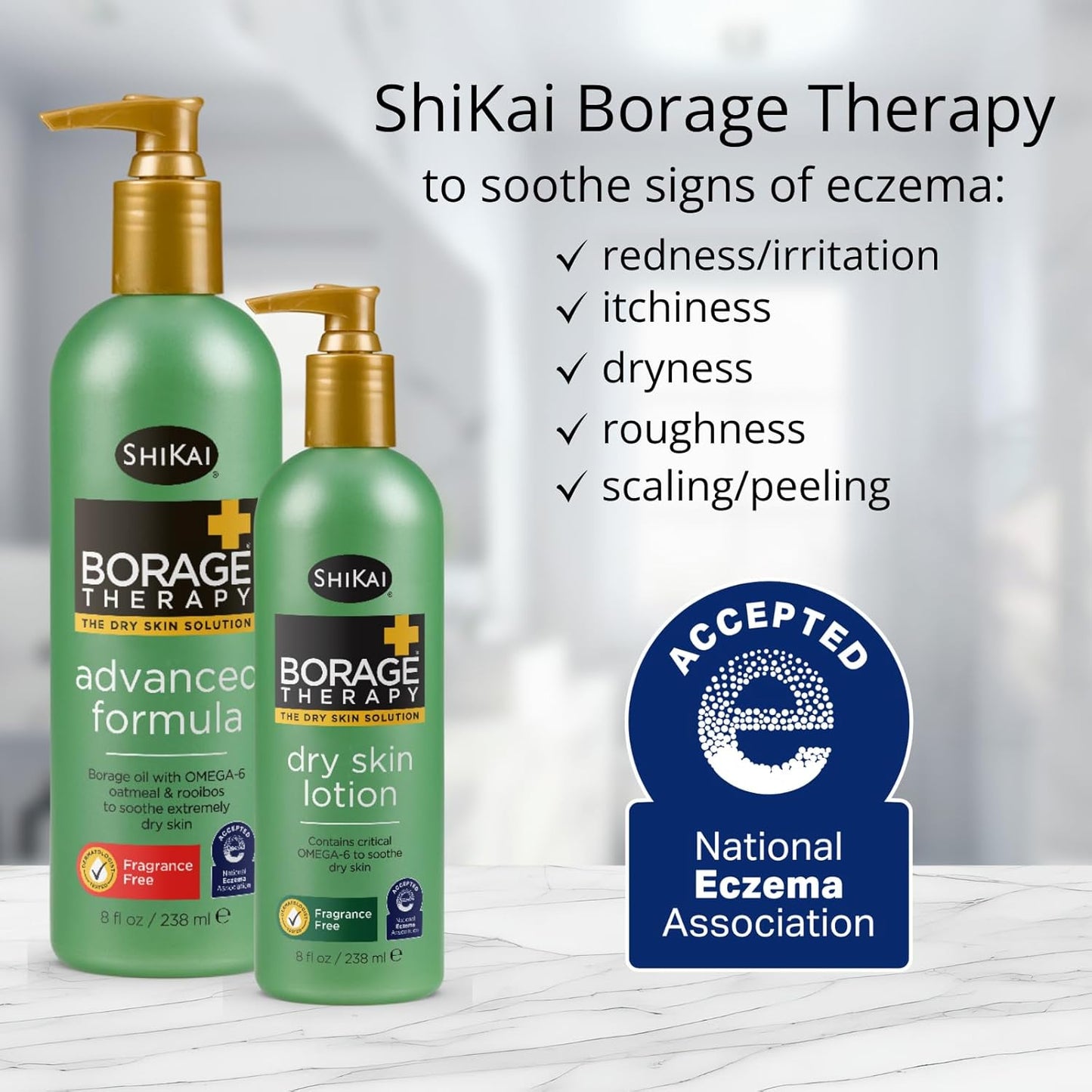 ShiKai Borage Therapy Body Moisturizer - Fragrance-Free Hydrating Lotion for Dry Hands & Body | 8oz, Pack of 2
