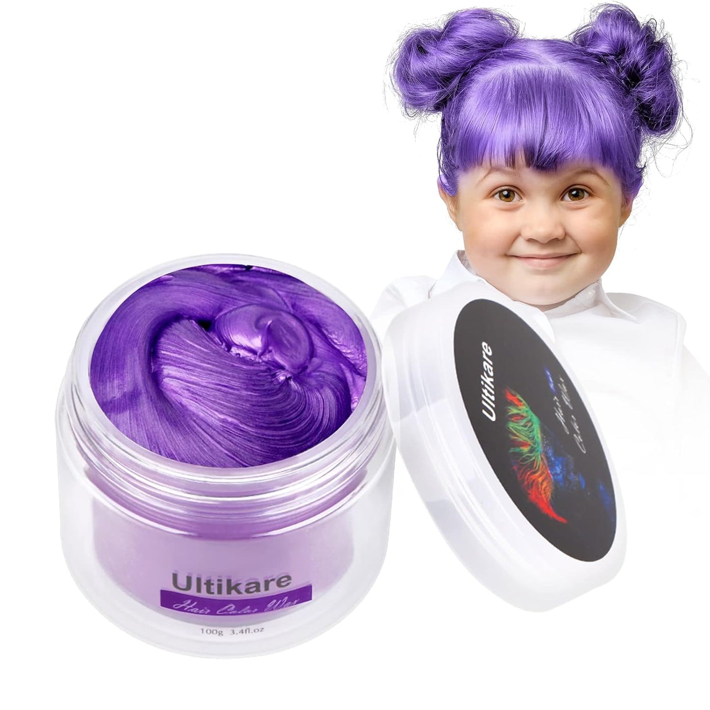 Temporary Hair Color for Kids, Ultikare Orange Hair Dye Washable Natural Hair Wax Color Chalk Mud Cream DIY Hairstyle Clay For Dark Hair Halloween, Cosplay, Party, Christmas Gift Girls 3.4 Fl Oz