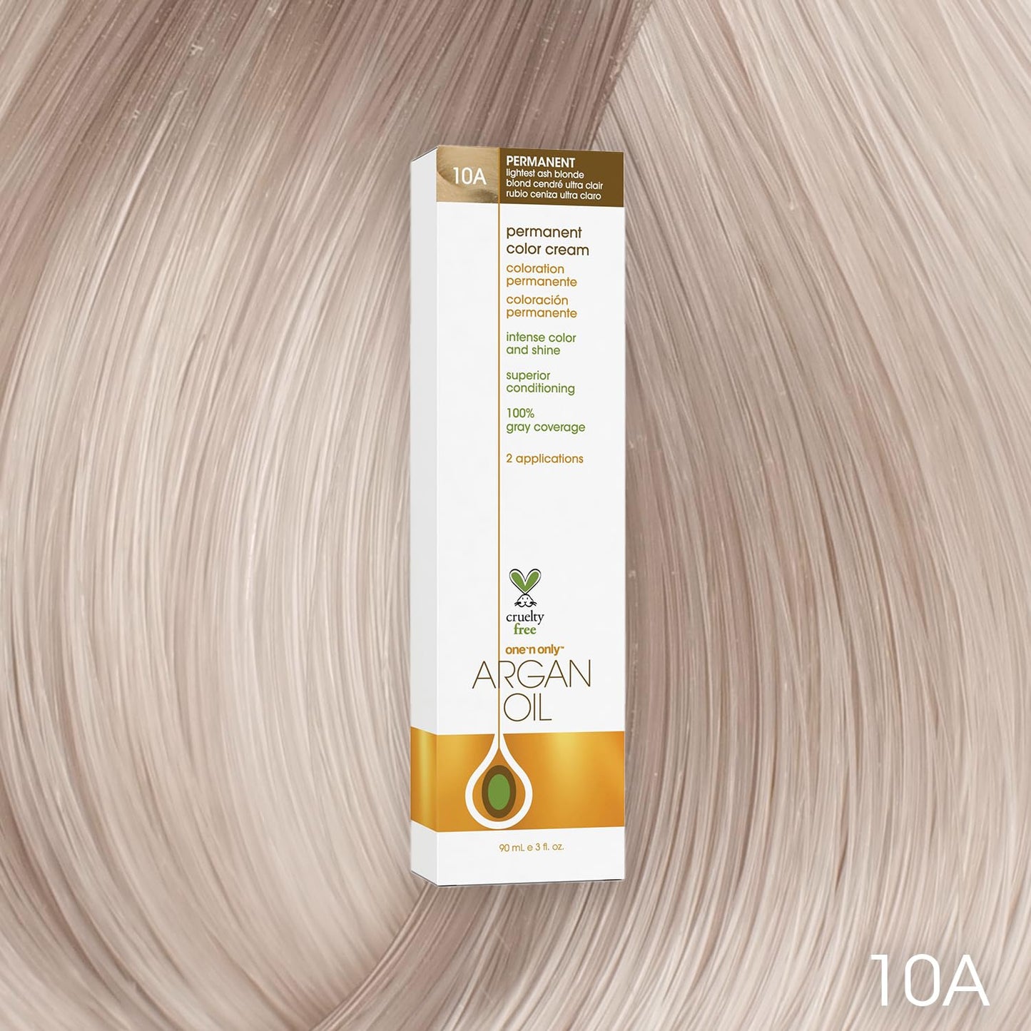 One N' Only Permanent Hair Color - Argan Oil Hair Dye for Rich Tones & Gray Coverage - 10A Lightest Ash Blonde (3 oz)