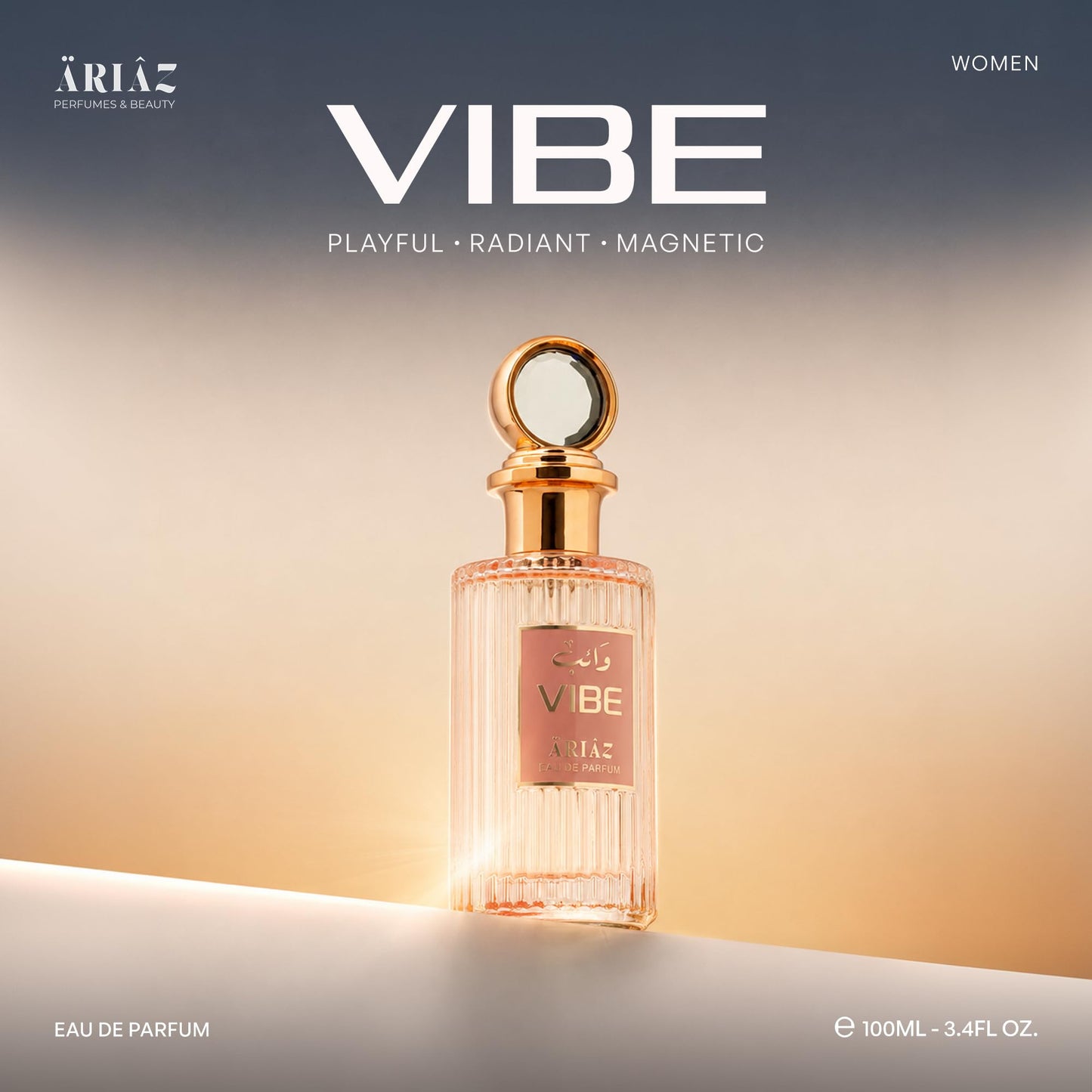 ARIAZ Vibe Women Eau De Parfum - Playful Candy Gourmand with Black Currant, Raspberry, Lemon Fizz, Cotton Candy, Vanilla & Musk - Long Lasting Oil Based Fruity Floral Day to Night Fragrance - 3.4 Oz