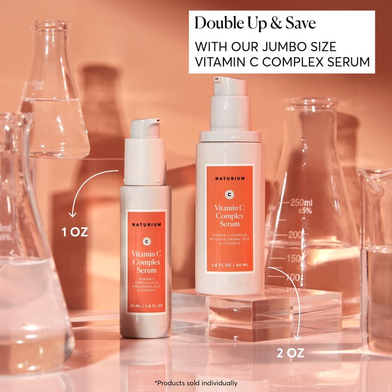 Naturium Vitamin C Complex Face Serum Jumbo, Anti-Aging Facial Treatment with Hyaluronic Acid & Vitamin E, 2 oz