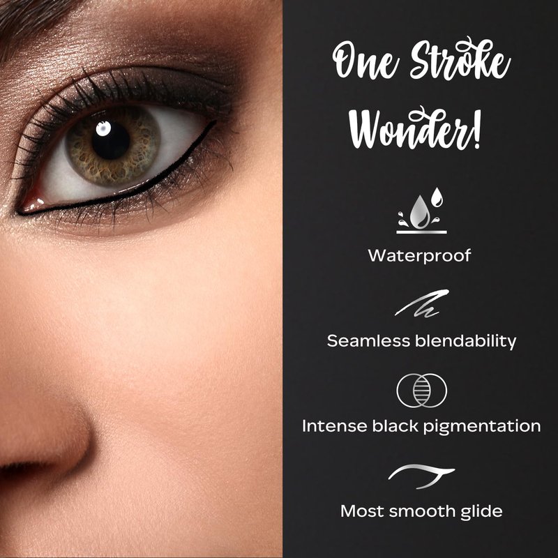 FACESCANADA Ultime Pro Intense Gel Black Eye Pencil | with Smudger & Sharpener | 24HR Long Lasting | Waterproof & Smudge Proof | One Swipe Smooth Glide | 0.04 Oz/1.2g