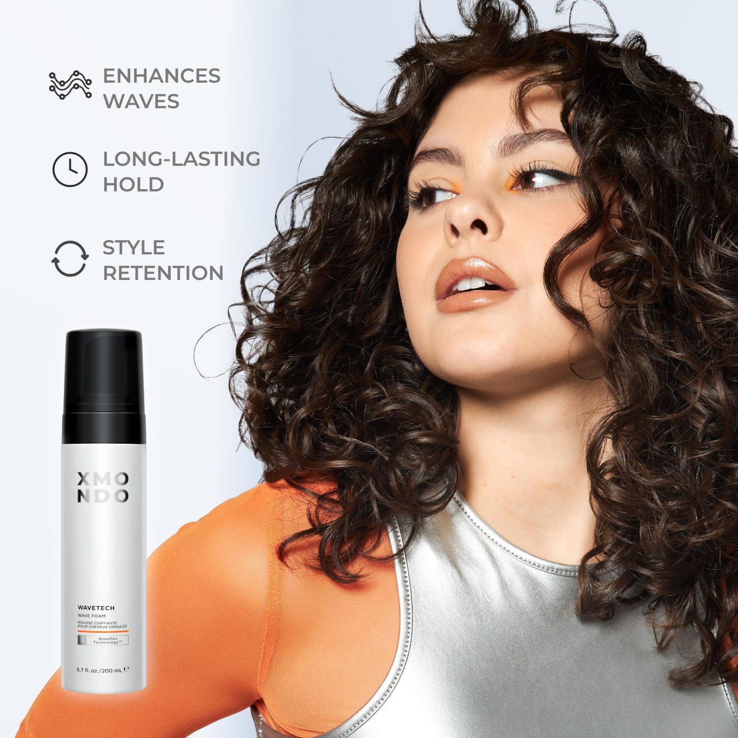 XMONDO Hair Wavetech Wave Foam, Vegan Styling Foam for Wavy Hair with Pro-Vitamin B5 and Nutrients to Hydrate Hair, Enhance Natural Curl Pattern and Fight Frizz, 6.7 Fl. Oz