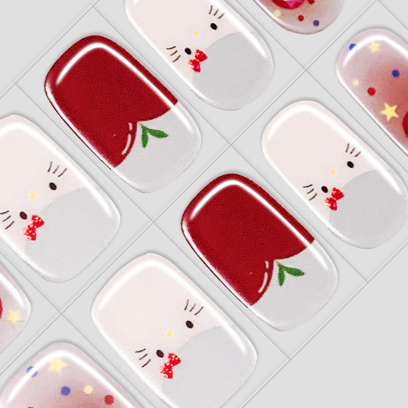 GelMala Semi Cured Gel Nail Strips Plaids,Long-Lasting, Easy to Apply&Remove Semi Cured Gel Nails Winter,Easy for begginners (Holiday Eve)