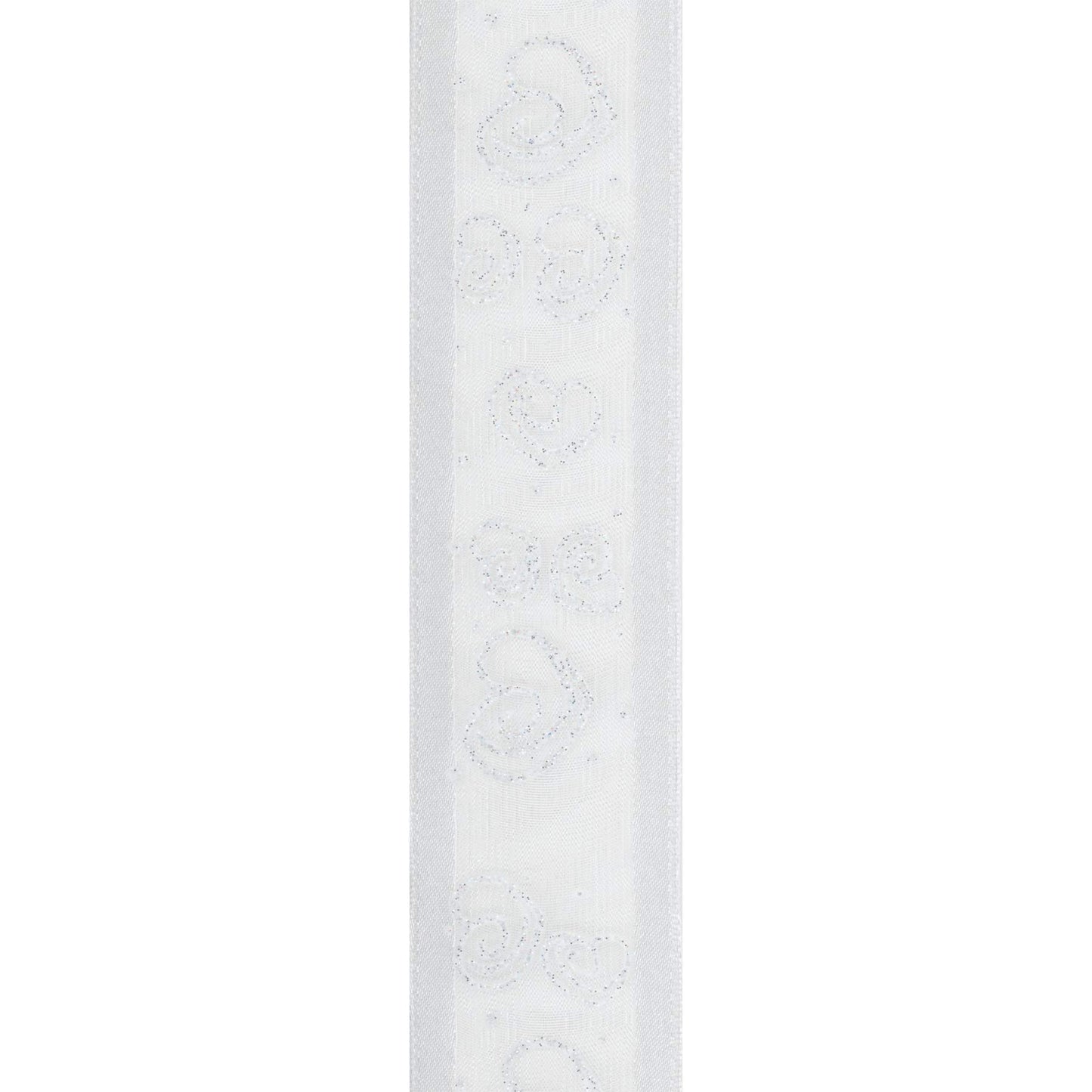 Offray Wired Edge Swirl Heart Craft Ribbon, 1 1/2-Inch x 9-Feet, White (594087)