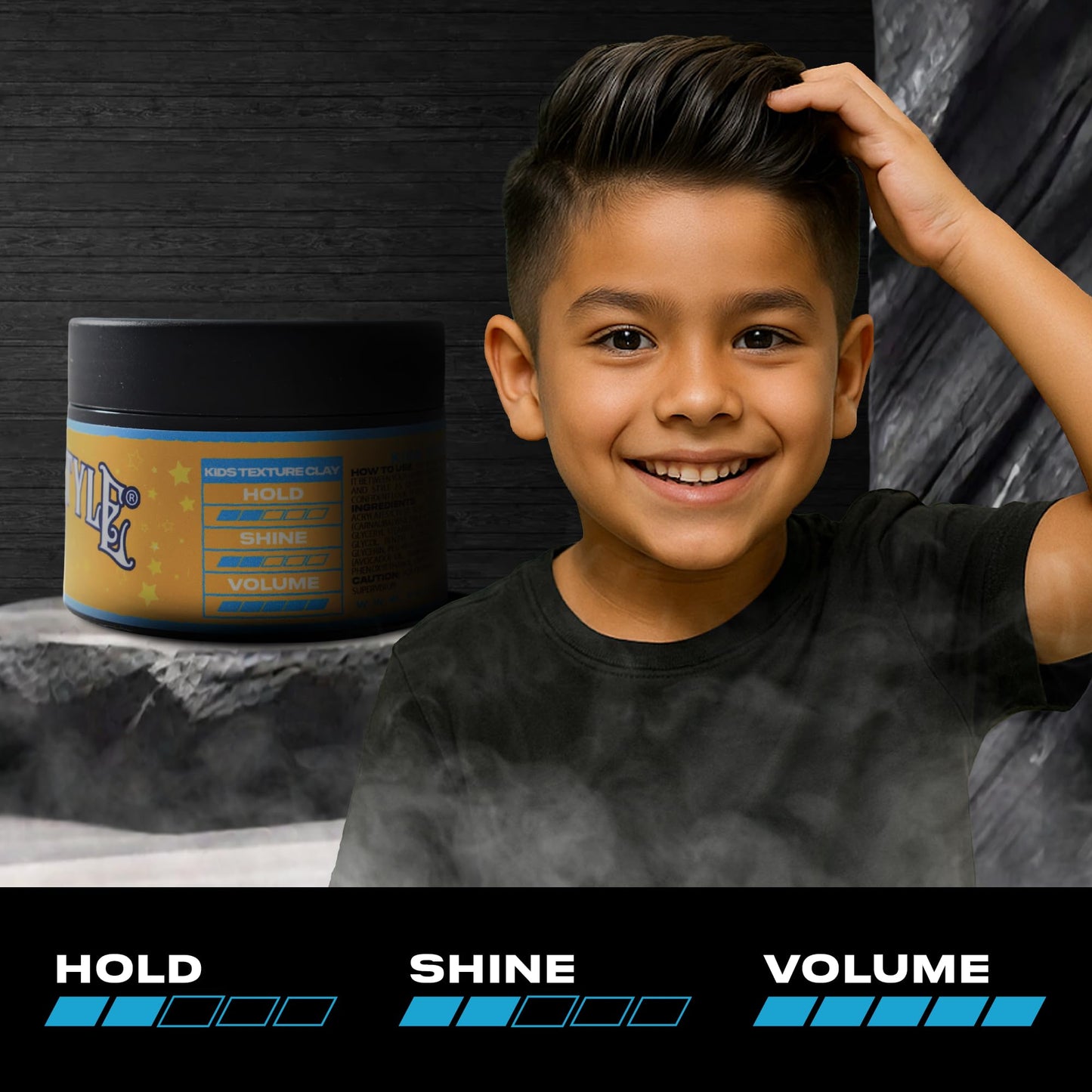 Papichulo Style Kids Texture Clay – Light Hold, Matte Finish, Adds Volume – Kid-Friendly Scent, Water-Based, Flake-Free, Easy Washout, Paraben-Free – Made in USA