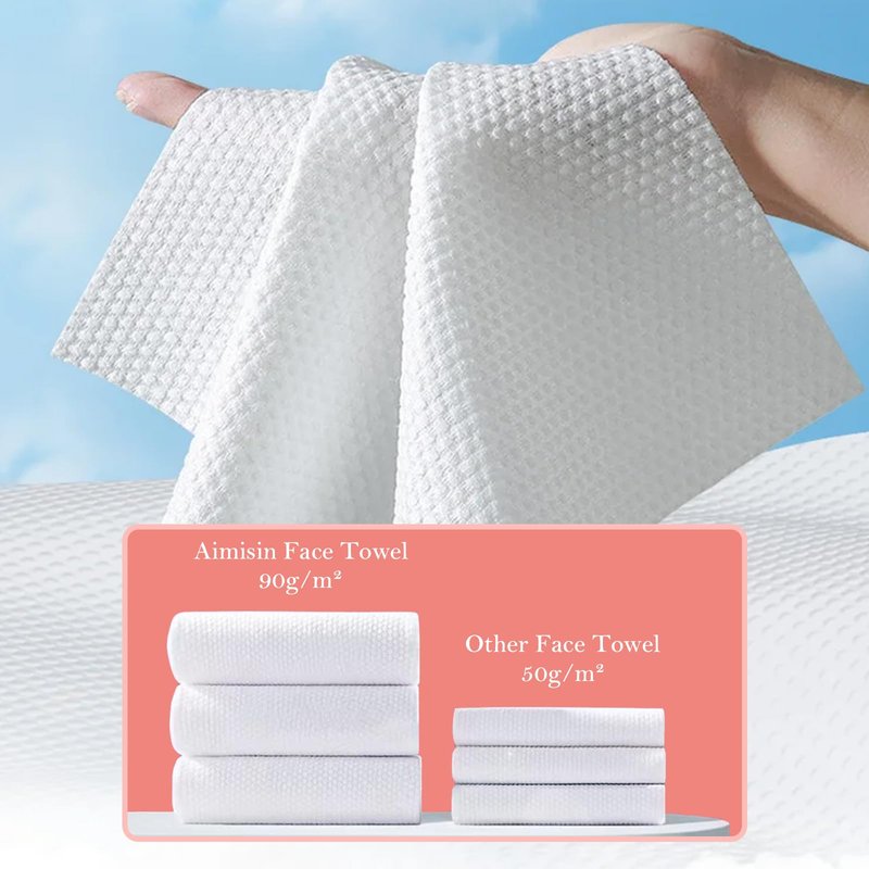 Aimisin 2 Packs Hanging Disposable Face Towel, 160 Count/Pack Ultra-Soft & Thick Dry Wipes for Skin Care, Makeup Remover and Cleansing (Family Pack)