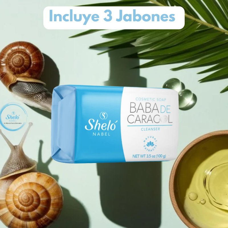 Sheló NABEL Snail Mucus Facial & Body Soap – Hydrating Bar with Glycerin, Jojoba Oil & Marine Collagen – For All Skin Types – 3 piece 3.5 oz / 100 g