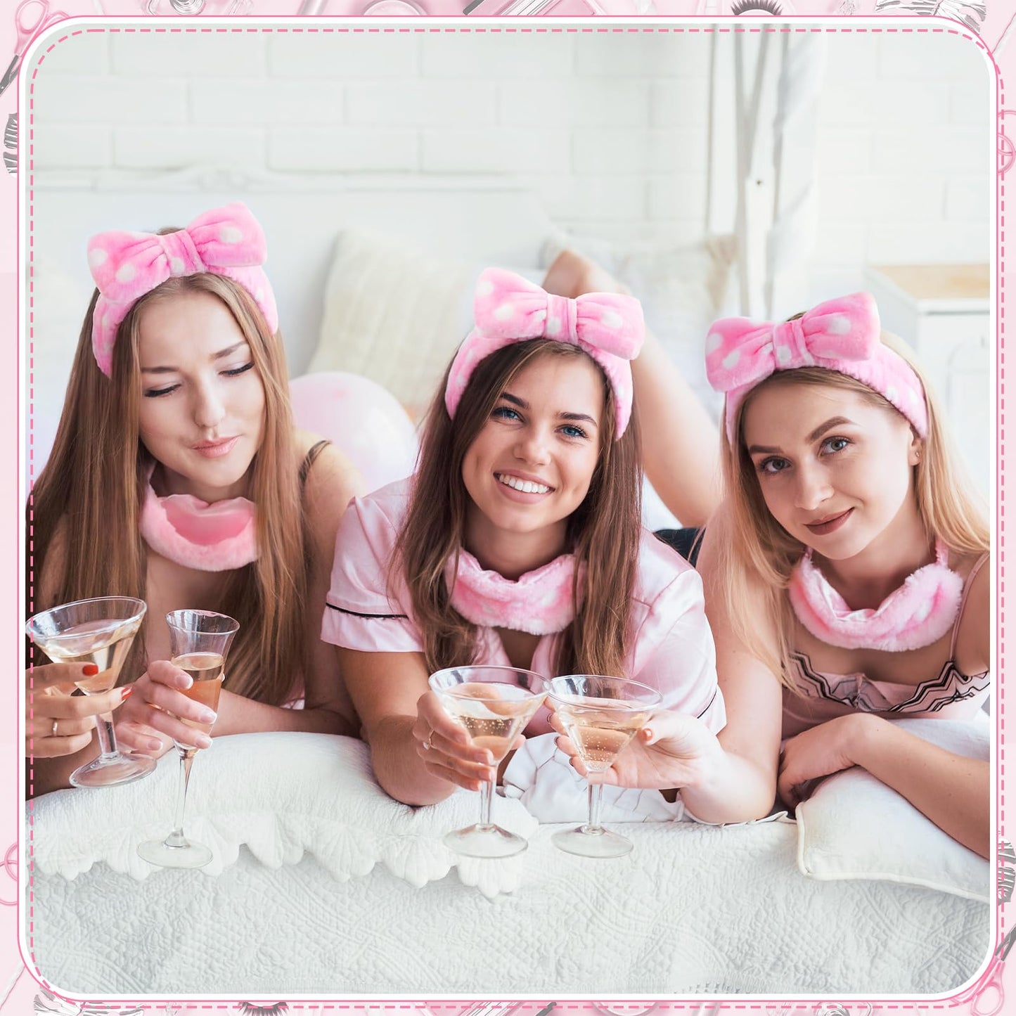 Maiteenly 24 Pieces Spa Sleepover Party Favors Supplies Include Spa Headband Sleep Eye Mask Bulk for Women Adult Slumber Wedding Birthday Bachelorette Party Supplies (Pink and Dot)