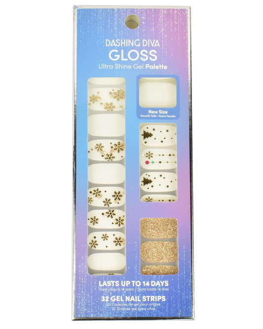 Dashing Diva Gloss Nail Strips - Yuletide Cheer | UV Free, Chip Resistant, Long Lasting Gel Stickers | 32 Wraps, 1 Prep Pad, 1 File