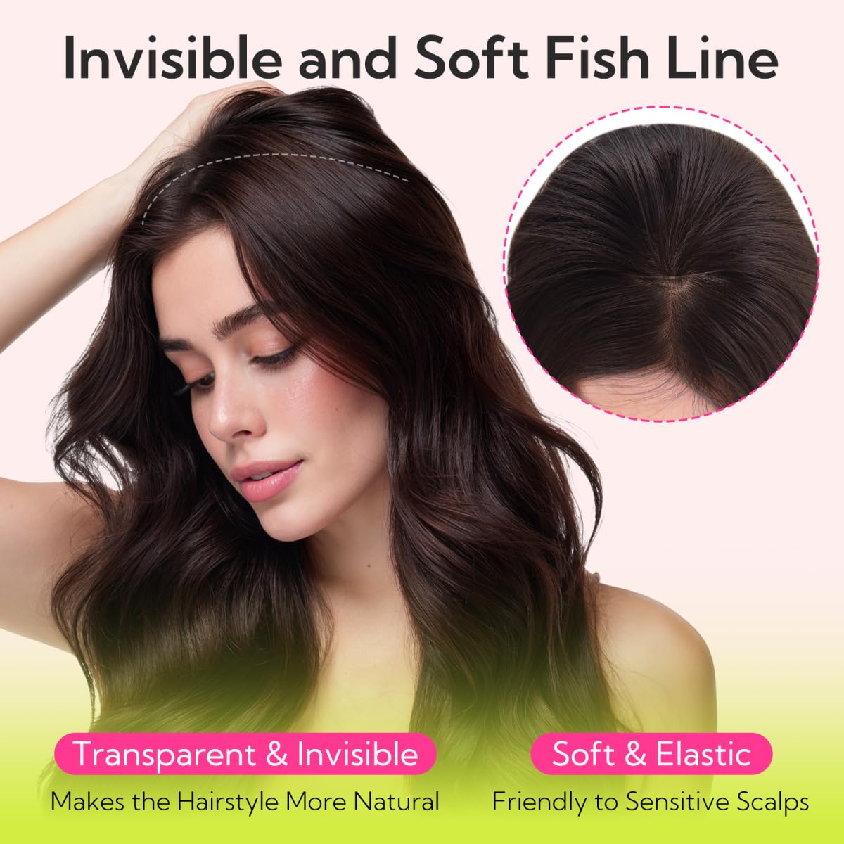 HOTBANANA Wire Extensions for Women, 12 Inch 70g Ash Tone Light Blonde Highlighted Golden Blonde, Invisible Fish Line Wire Hair Extensions Real Human Hair