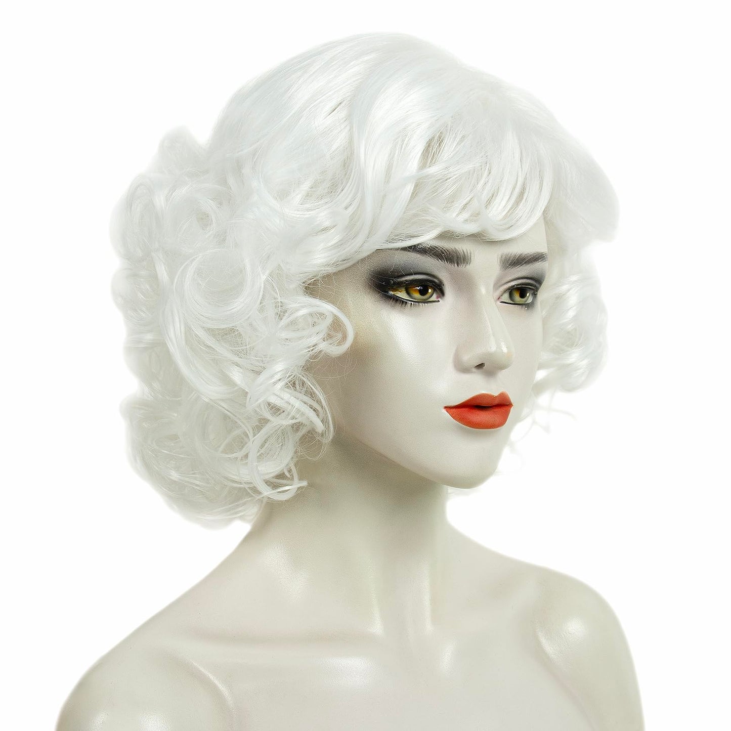 MEDISIFA Short Curly Wigs for Women Heat Resistant Synthetic Hair Wave Womens Wigs (Silver)