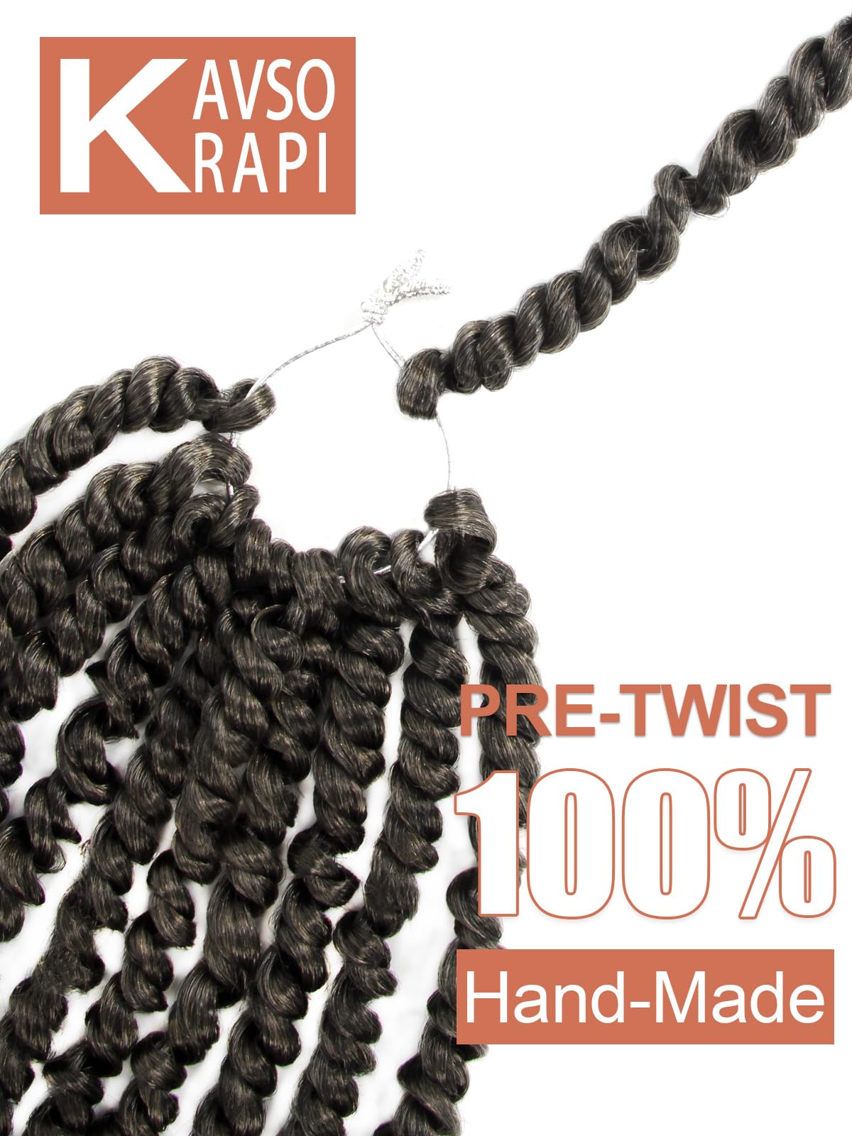 KAVSORAPI Passion Twist Hair,24 Inch Passion Twist Braiding Hair,Long Pre Looped Crochet Twist Jumbo Pre-twisted Two Strand Braids 8 Packs (1B/Natural Black)