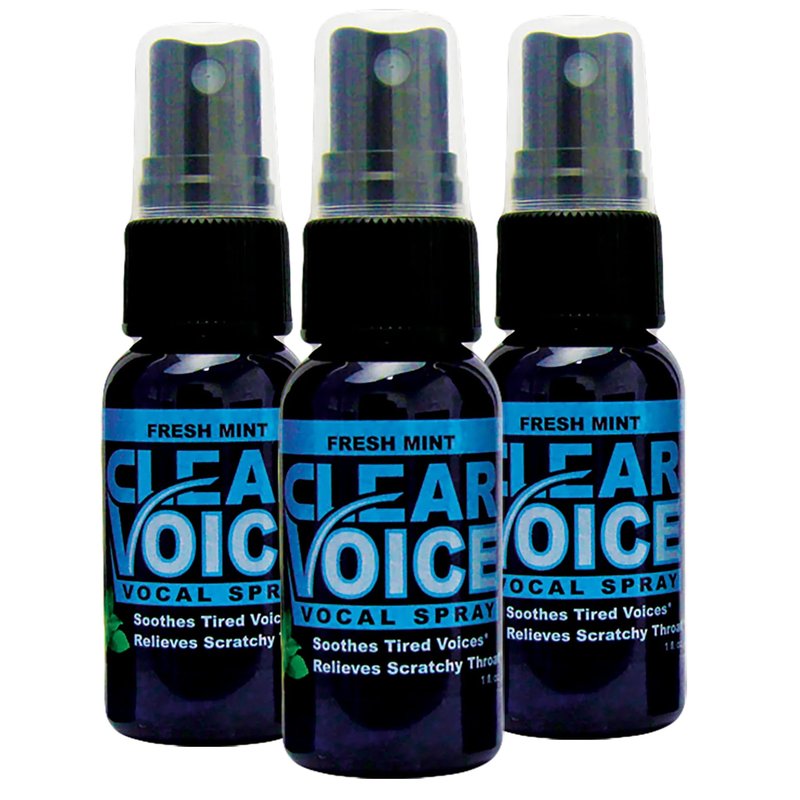Clear Voice Vocal Throat Spray - Singing Ease & Voice Clarity, Fast Acting Herbal Oral Remedy for Singers, Speakers, Performers - Soothing Dampener, Moisturizer Relief, USA Made (Fresh Mint, 3 Pack)