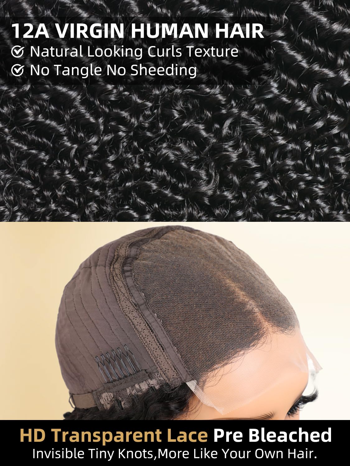PERISMODA 10 Inch Short Bob Wig Human Hair 5x5 HD Lace Closure Curly Bob Wigs Human Hair Pre Bleached Knots 250% Density Short Curly Bob Wig 12A Virgin Human Hair for Black Women