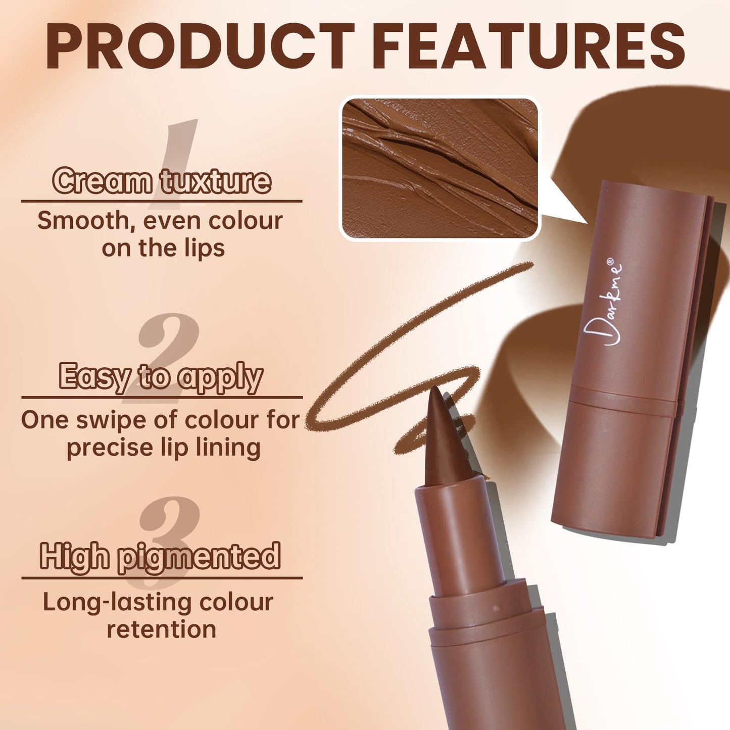 HOSAILY Lip Liner Gloss Set, Light Brown Plumping Lip Liner Lip Pencil Moisturizing Lightweight Lip Gloss Lip Combo, High Shine Glossy Lip Tint Lip Stain Makeup Long Lasting Lip Contour for Women