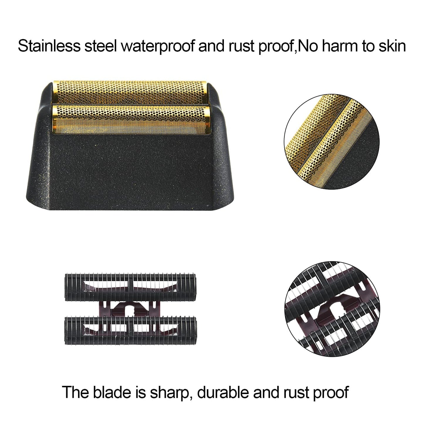 Professional 5 Star Series Finale Razor Replacement Foil and Bar Assembly compatible with wahl Foil 7043-100 Shave Replacement Head (black)
