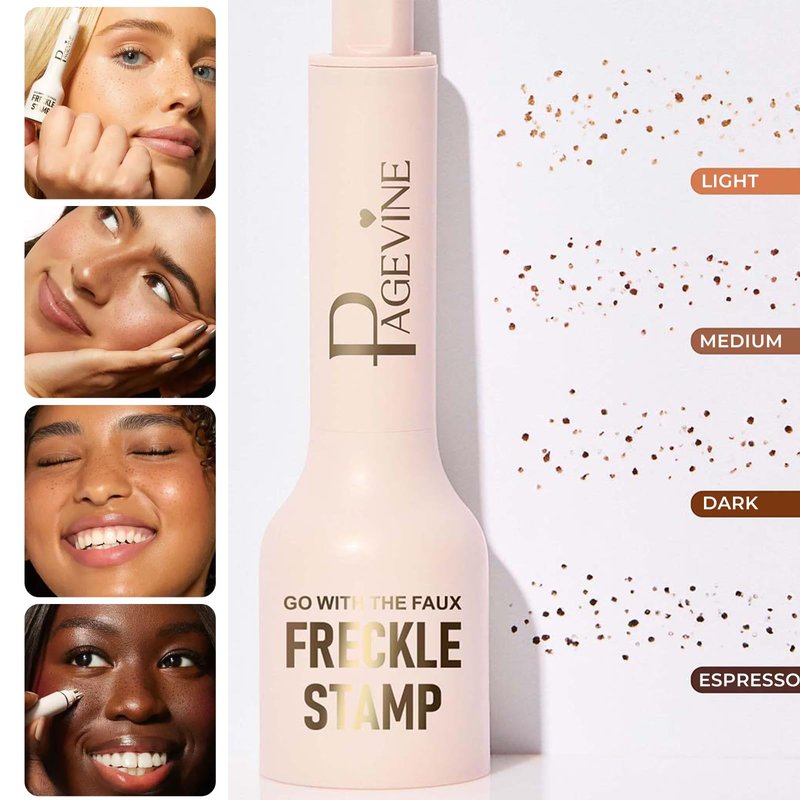 Freckle Stamp Pen,Freckle Stain Air Cushion Foundation Maker for Fake Freckles Makeup,Long-Lasting Freckle Pen to Create Faux Natural Sun-Kissed Look,Liquid Freckle Makeup Tool-04 ESPRESSO