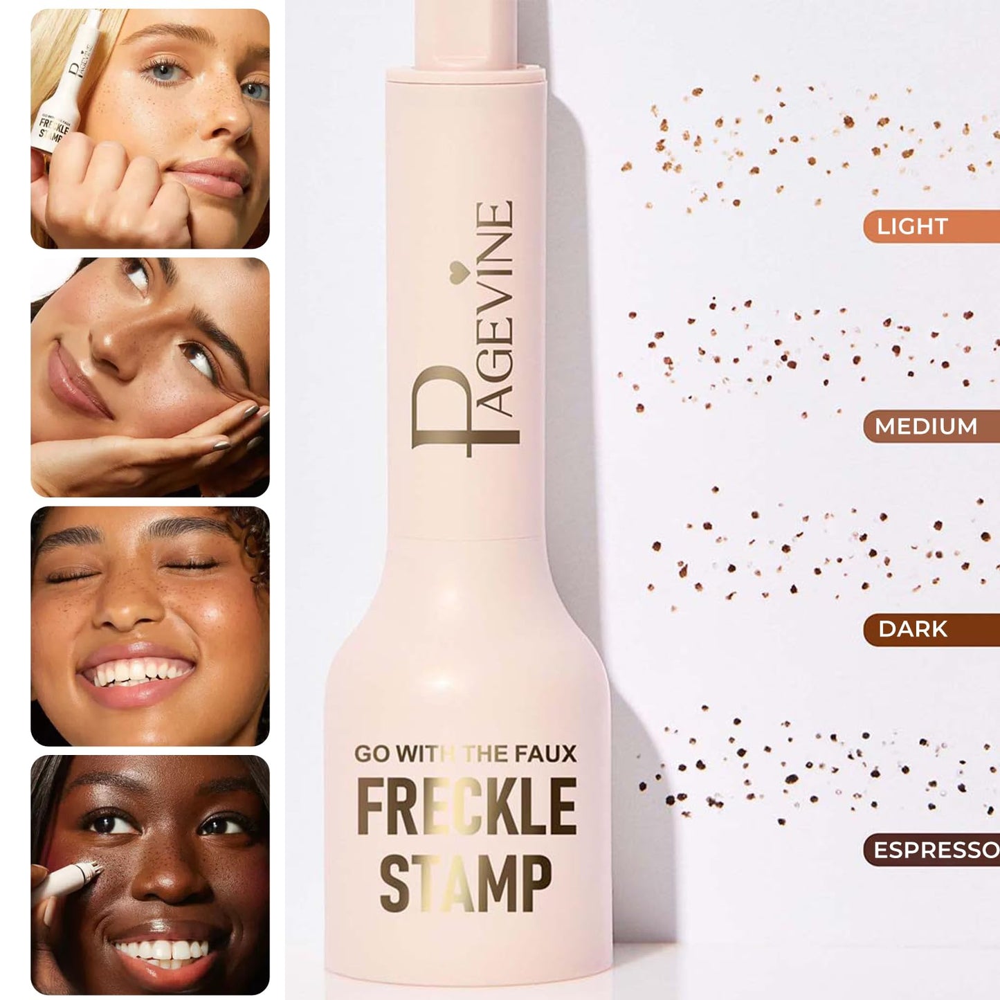 Freckle Stamp Pen,Freckle Stain Air Cushion Foundation Maker for Fake Freckles Makeup,Long-Lasting Freckle Pen to Create Faux Natural Sun-Kissed Look,Liquid Freckle Makeup Tool-02 Medium
