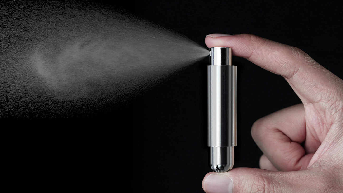 mordeco nanoSprayer Gift Edition Mini Perfume Refillable Bottle, Perfume Atomizer, Essential Oil Bottles, Small Spray Bottle for Travel, Everyday Carry (5ml, Silver)
