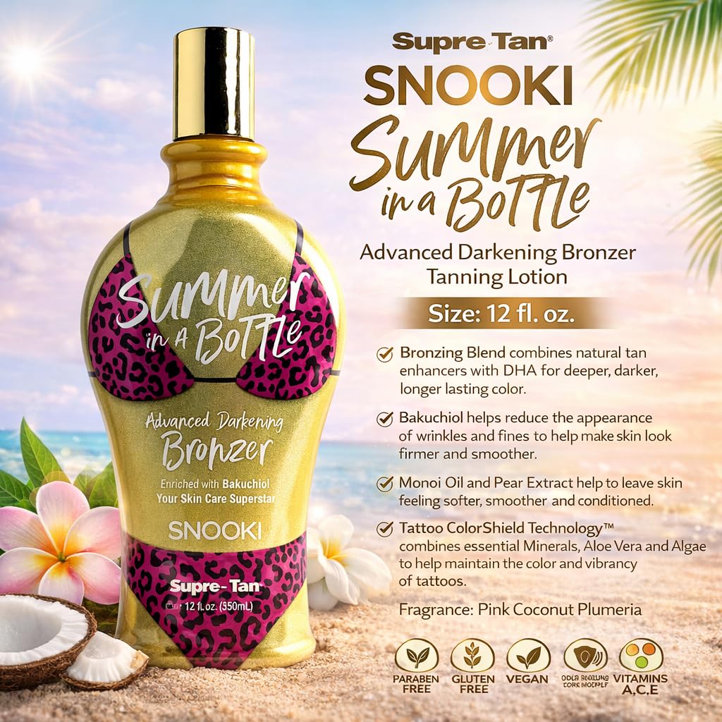 Snooki Summer in a Bottle Advanced Darkening Bronzer Tanning Lotion 12 oz