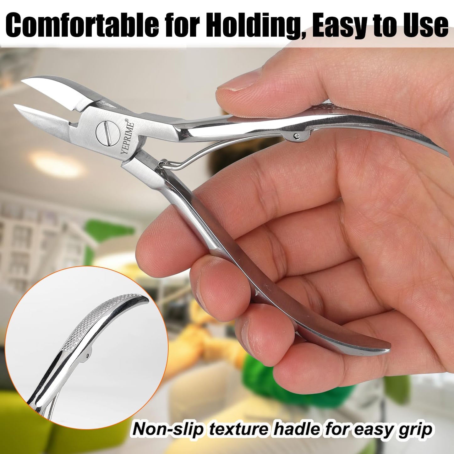 YEPRIME Toenail Clippers for Thick and Ingrown Nails, Curved Blade