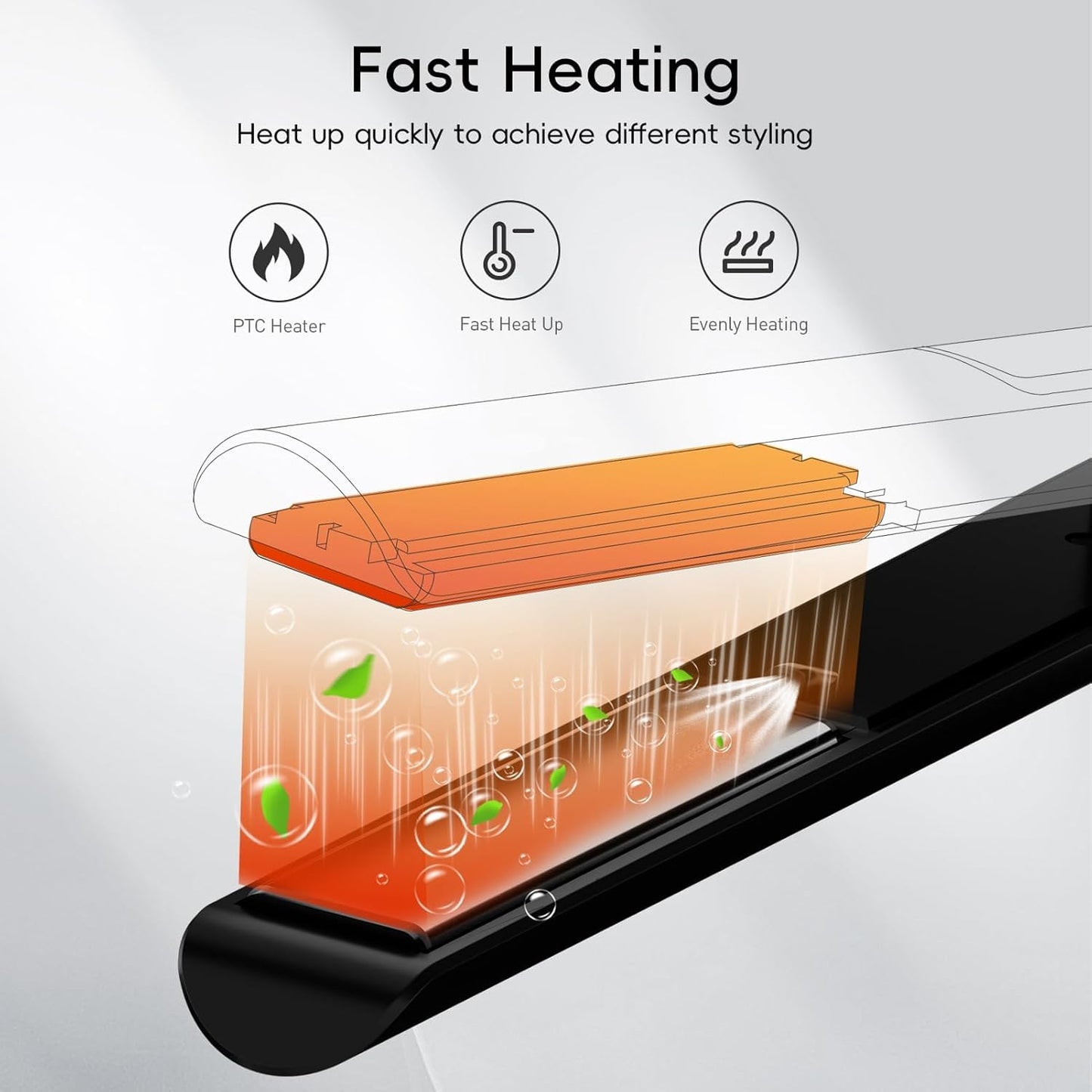 Flat Iron Hair Straightener - 1 Inch Titanium Curler with Fast Heating & 5 Temp Settings | Travel-Friendly Design