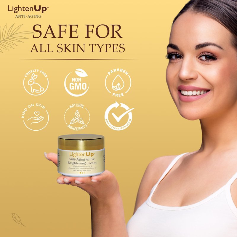 OMIC Lighten-Up Anti-Aging, Skin Brightening Cream - 4.4 fl oz / 100 ml - with Argan Oil and Shea Butter