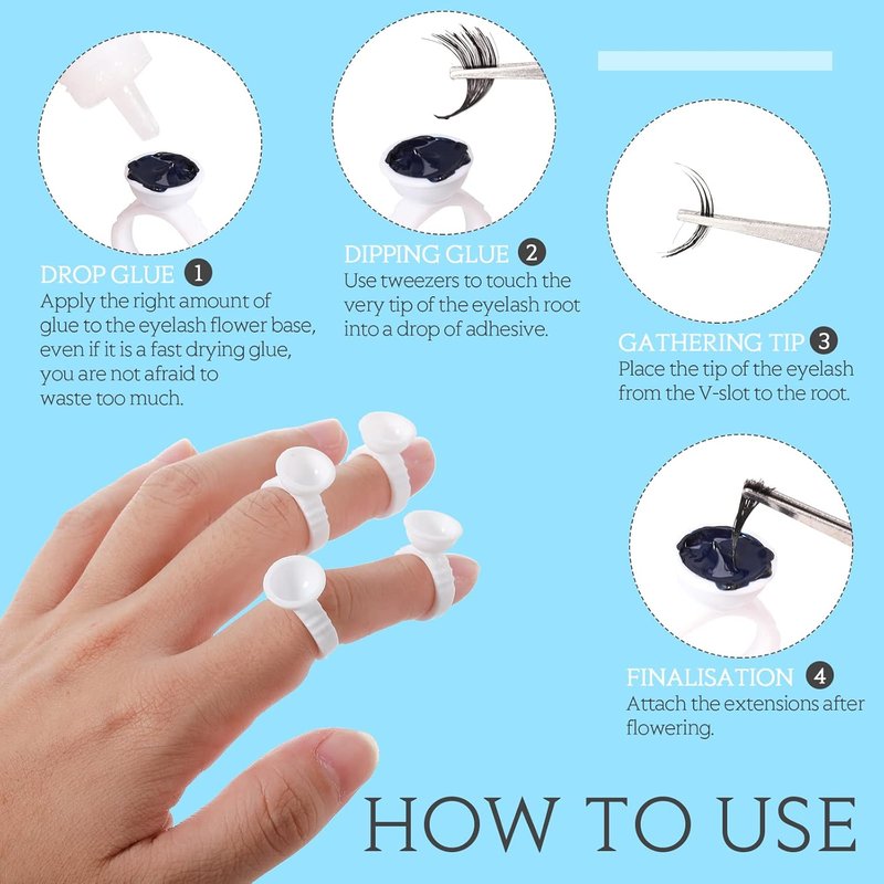 Eyelash Extension Glue Rings - 1000 Pcs Disposable Lash Glue Holders | Round Style for Beauty Salons