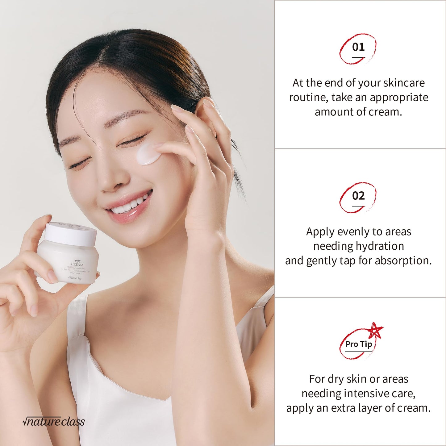 NATURECLASS R33 Rice Face Moisturizer Korean Skincare Glass Skin Squalane Niacinamide Hyaluronic Acid Barrier Cream Night Cream Dry Sensitive Skin Fragrance Free 100ml 3.38 fl oz