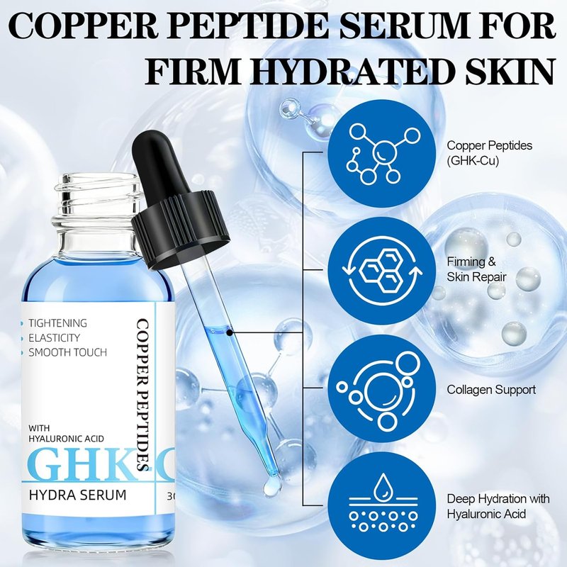GHK-Cu Copper Peptide Serum - Anti-Aging Face Serum with Niacinamide & Hyaluronic Acid for Sensitive Skin | 1 Fl Oz