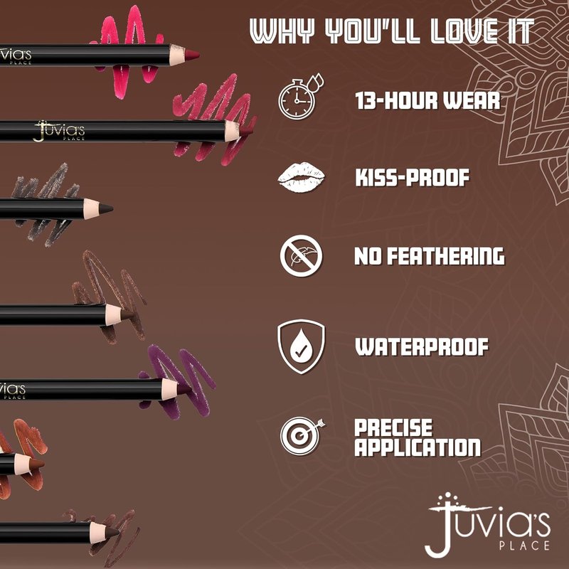 Juvia's Place Long Wear Lip Pencil - Love Me Back | Waterproof, Kiss-Proof Lip Liner for 13 Hours of Smooth Matte Finish