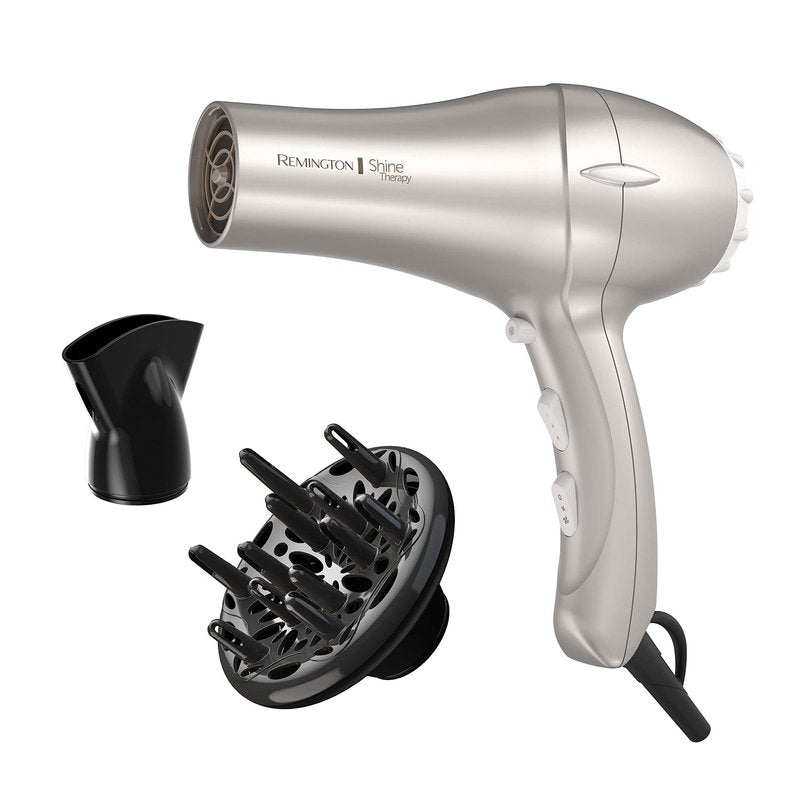 Remington Shine Therapy Hair Dryer with Argan Oil & Keratin, 1875W Ionic Blow Dryer for Frizz Control & Smooth Shine, Ceramic Technology, Lightweight Hair Dryer with Diffuser & Concentrator