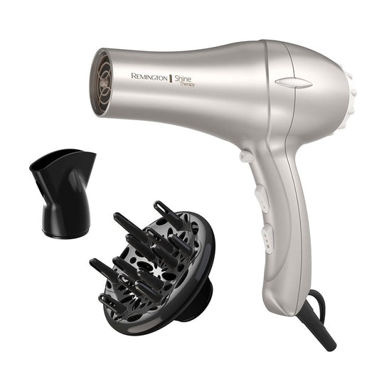 Remington Shine Therapy Hair Dryer with Argan Oil & Keratin, 1875W Ionic Blow Dryer for Frizz Control & Smooth Shine, Ceramic Technology, Lightweight Hair Dryer with Diffuser & Concentrator