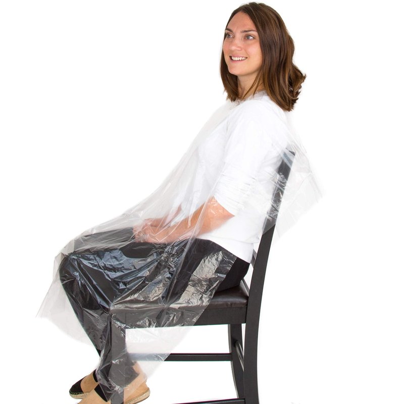 Disposable Salon Capes - 100 Pack Plastic Capes for Hair Coloring, Shampoo, and Styling - Waterproof, Lightweight, One-Time Use