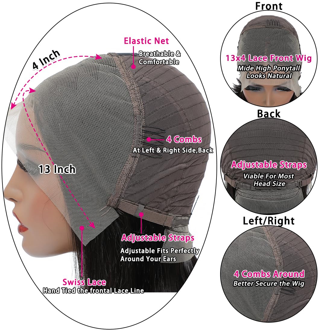 Straight Bob Wig Human Hair 13x4 Lace Front Wigs 200% Density Short Bob Wigs for Women HD Lace Front Wigs Human Hair Pre Plucked Short Wig Human Hair Natural Color 12inch
