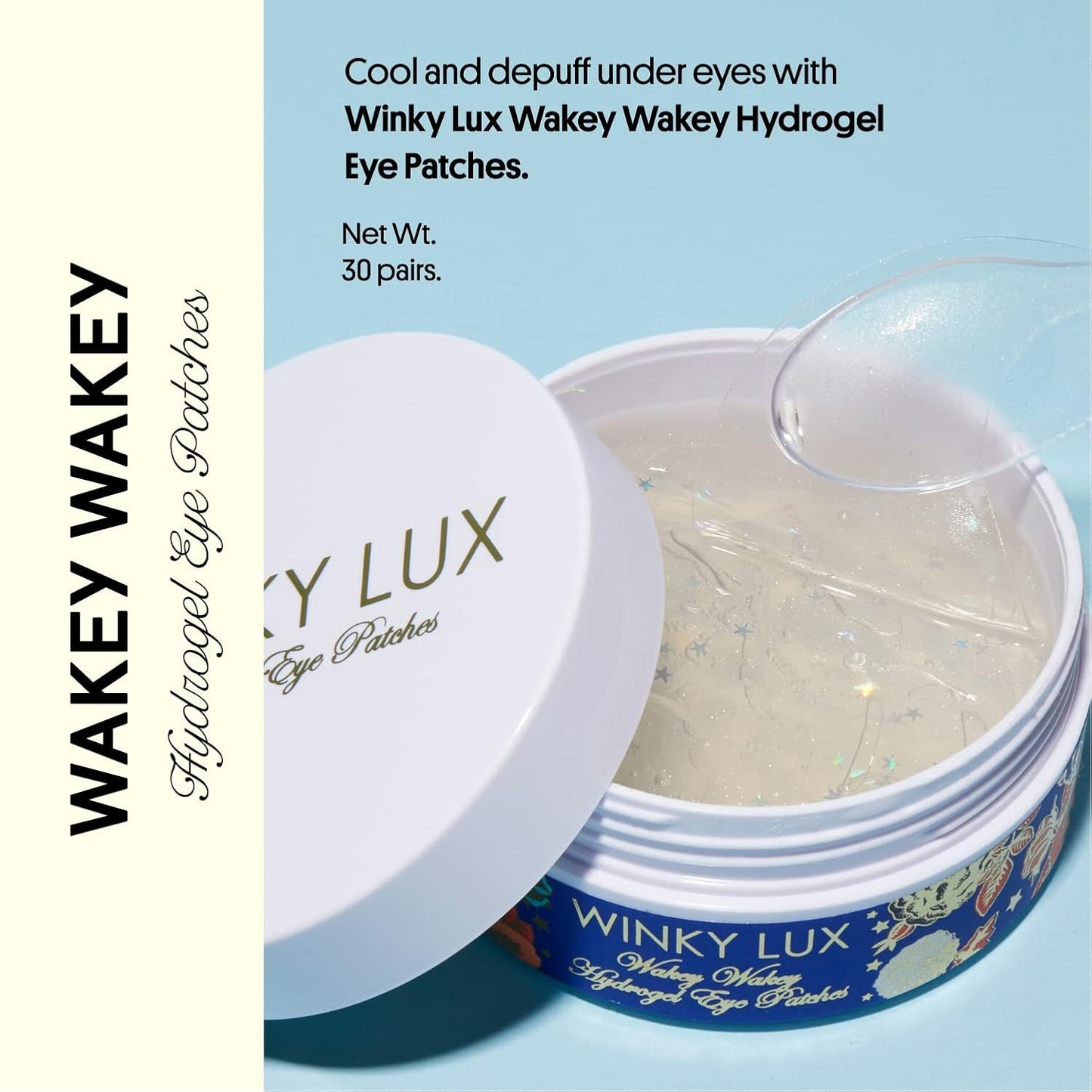 Winky Lux Hydrogel Eye Patches - Cooling Under Eye Treatment for Puffiness, Dark Circles & Bags | Infused with Caffeine & Vitamin C