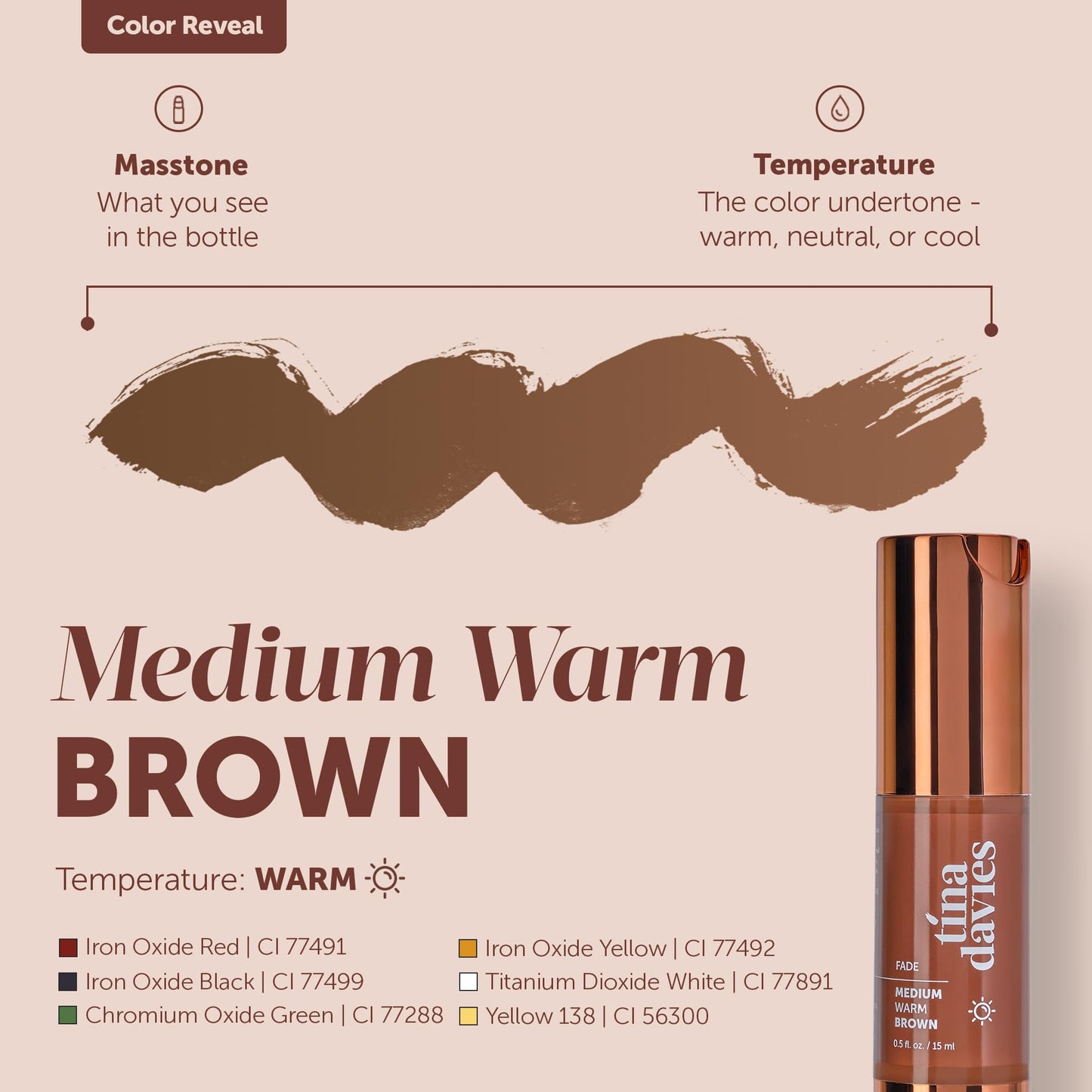 Tina Davies FADE Eyebrow Pigments, Medium Warm Brown 15ml