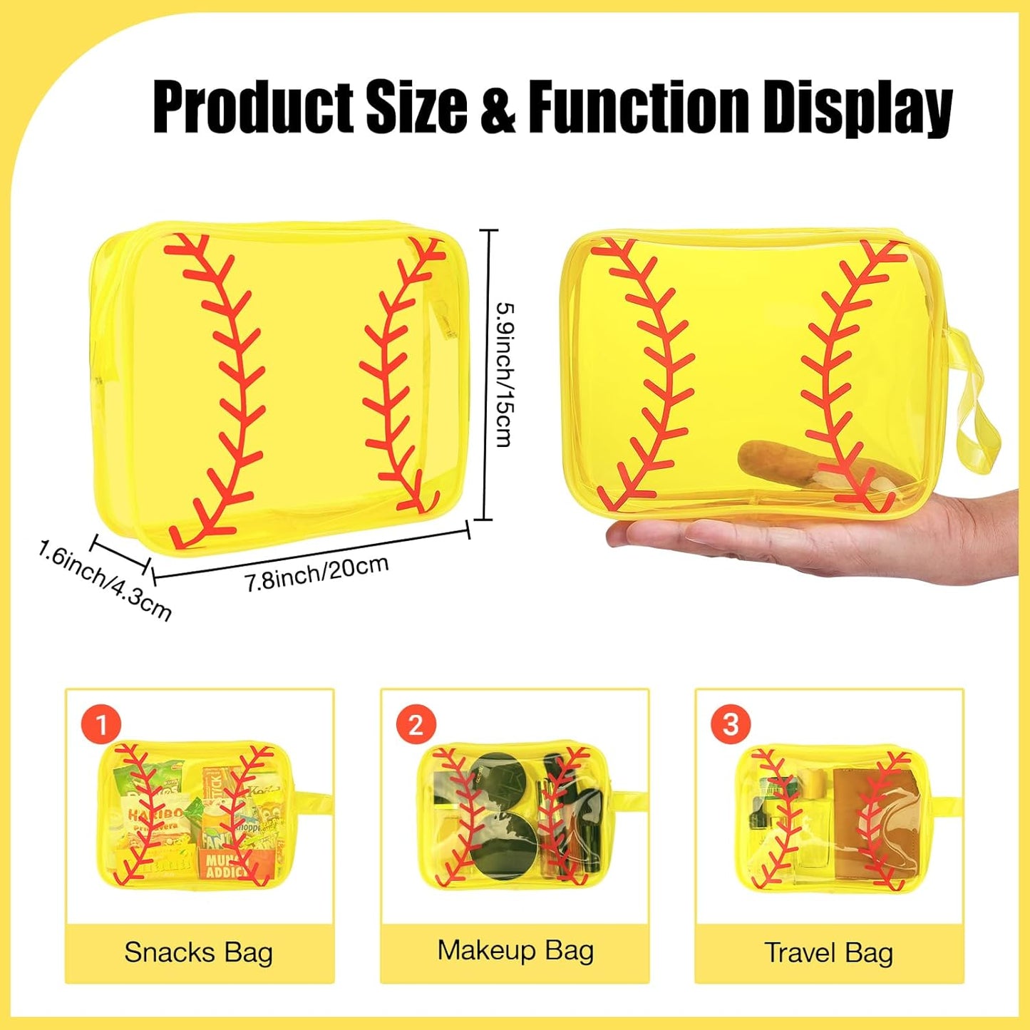 Softball Goodie Bags - 40 PCS Clear PVC Pouches | Waterproof Travel Organizers for Team Gifts