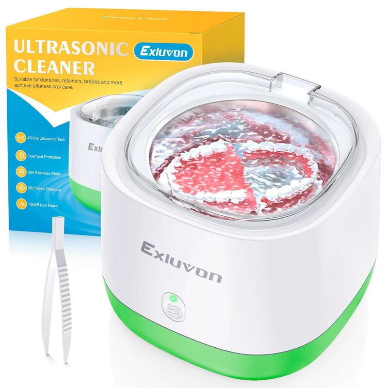Ultrasonic Retainer Cleaner - 250ML Portable Dental Cleaning Machine for Aligners, Dentures & Jewelry | 45KHz Technology