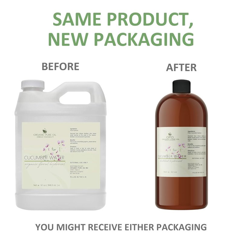 Cucumber Hydrosol - Pure Steam Distilled Hydrating Floral Water | 32 oz Refill for Skin & Hair Care