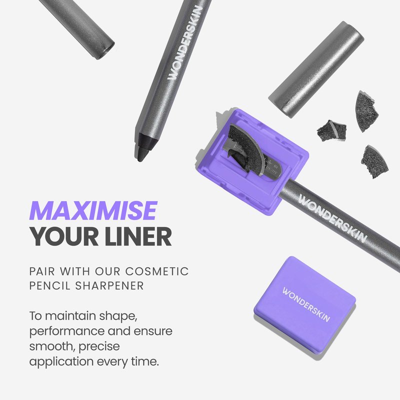 Wonderskin 1440 Longwear Black Glitter Eyeliner Pencil, 2 Pack - Waterproof, Sharpenable Eyeliner & Smudge Proof Eye Liner Pencils (Black Truffle)