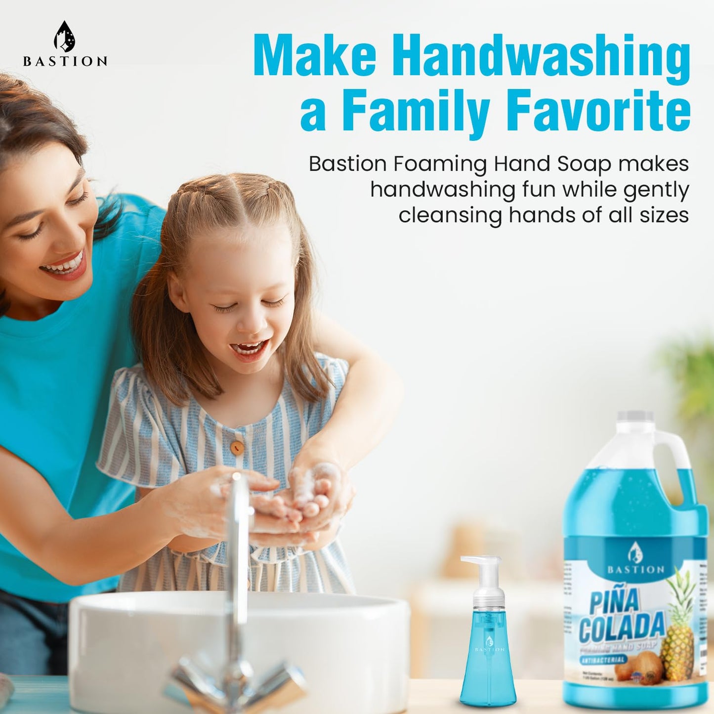 Bastion Antibacterial Hand Soap Refill - Pina Colada Scent, 1 Gallon | Moisturizing Bulk Hand Wash for Home & Office