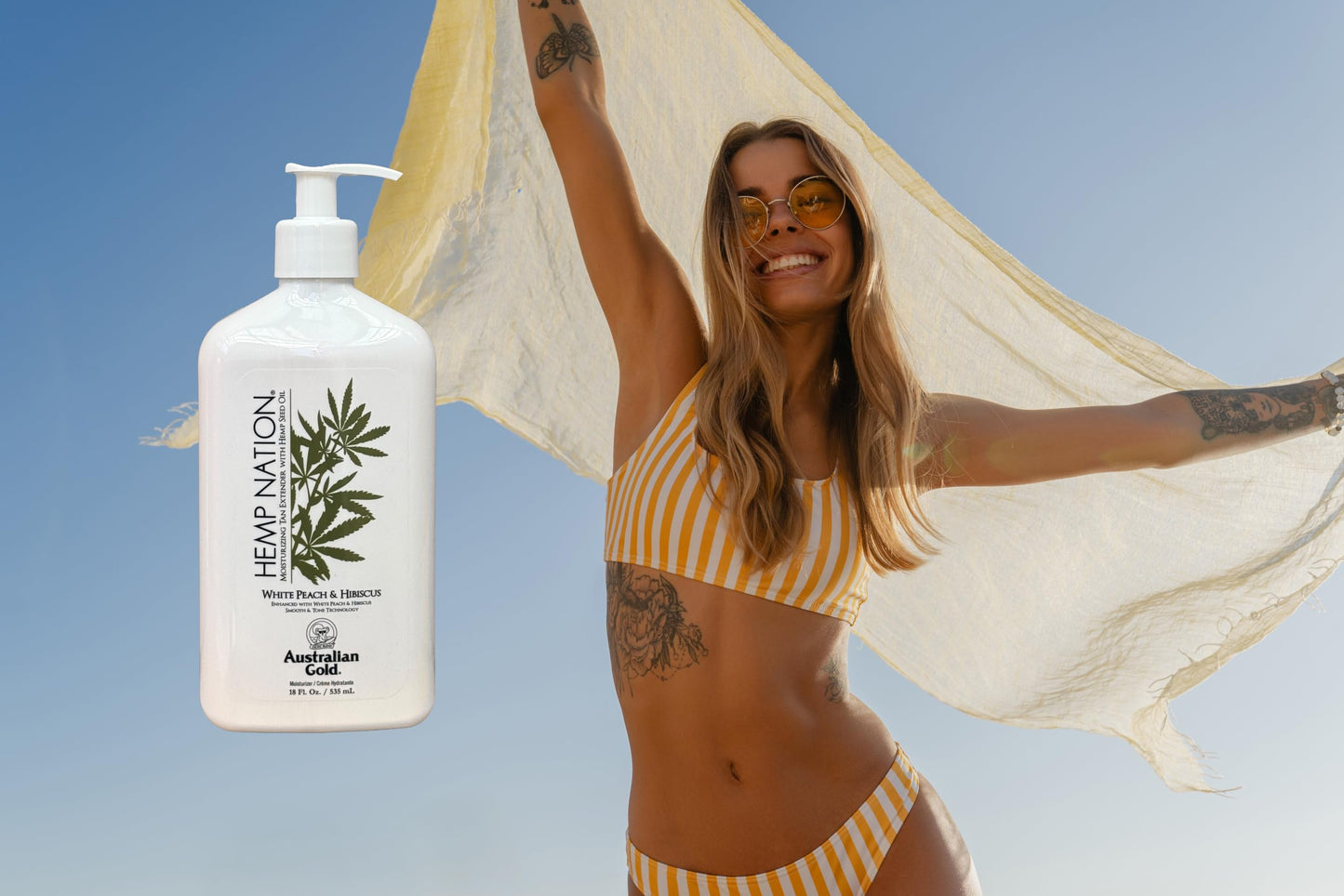 Hemp Nation White Peach Hibiscus Moisturizing Tan Extender 18 oz