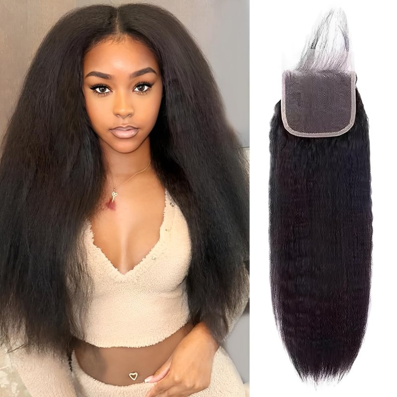 Kinkystraight Human Hair Bundles 12A 100% Unprocessed Brazilian Virgin Hair Kinky Curly Human Hair Extensions for Women Quick Weave Yaki Straight Bundles (18 inch)